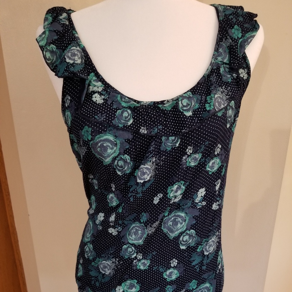 Floral and Lace Navy tank top
